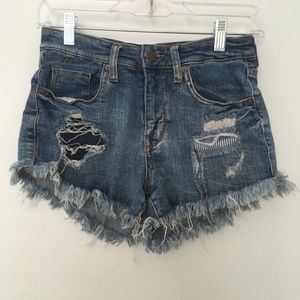 High rise denim shorts